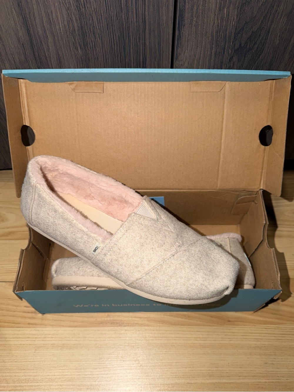 Toms Women's Slip-On Plush Lined Loafers in Light Pink